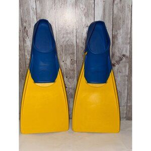 Finis Long Floating Swim Fins Blue & Yellow US Size 1-3 EU 33-35 Natural Rubber